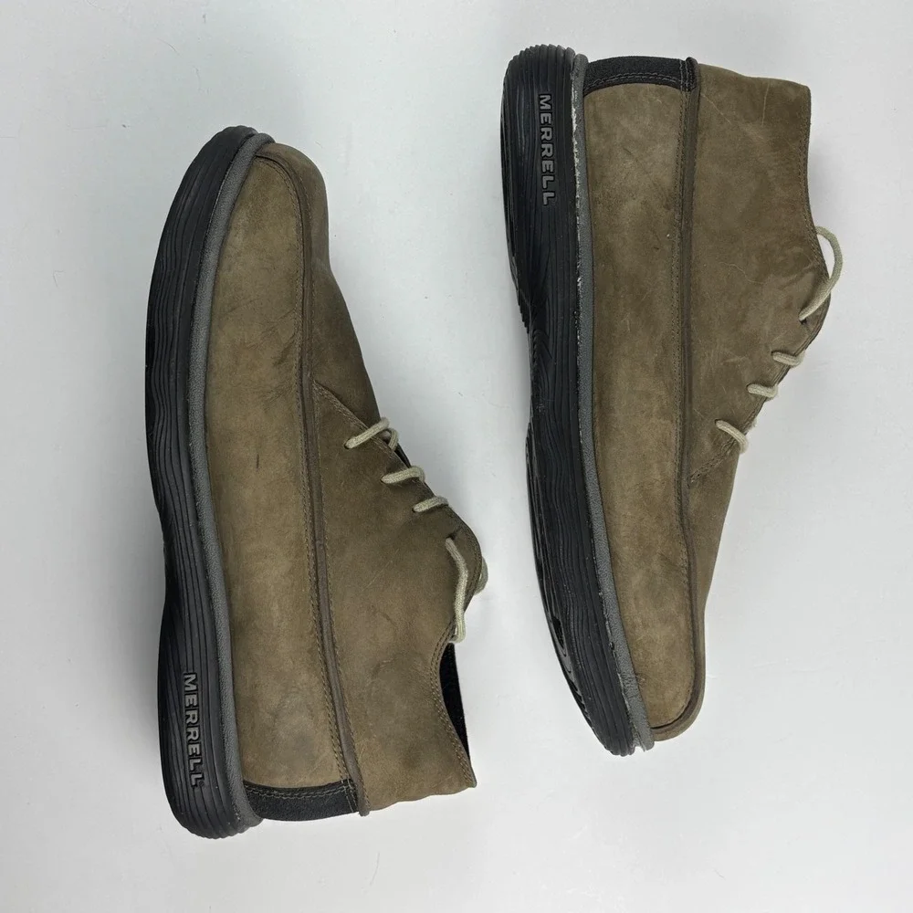 Merrell Topo Rail Chukka Mens 10 Stone Brown Leather Ankle Boots 40595 Gorpcore
